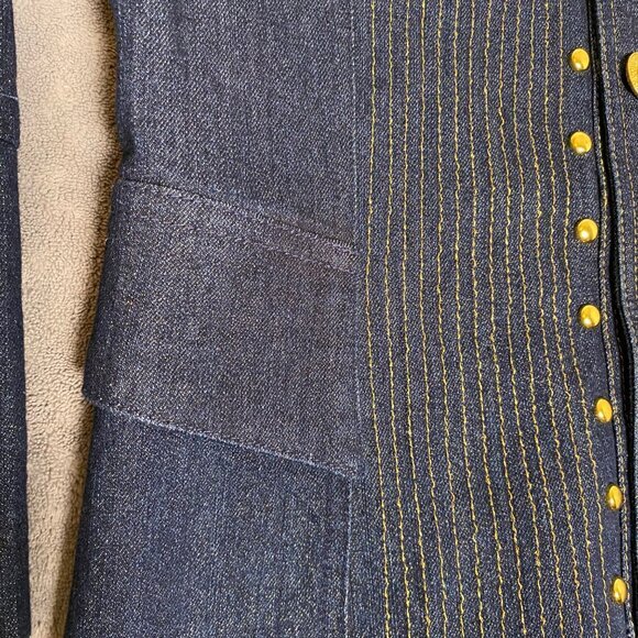 Christine Phillippe Womens Denim Jacket Sz 8 Gold Button Detail Classy Casual - Picture 8 of 11